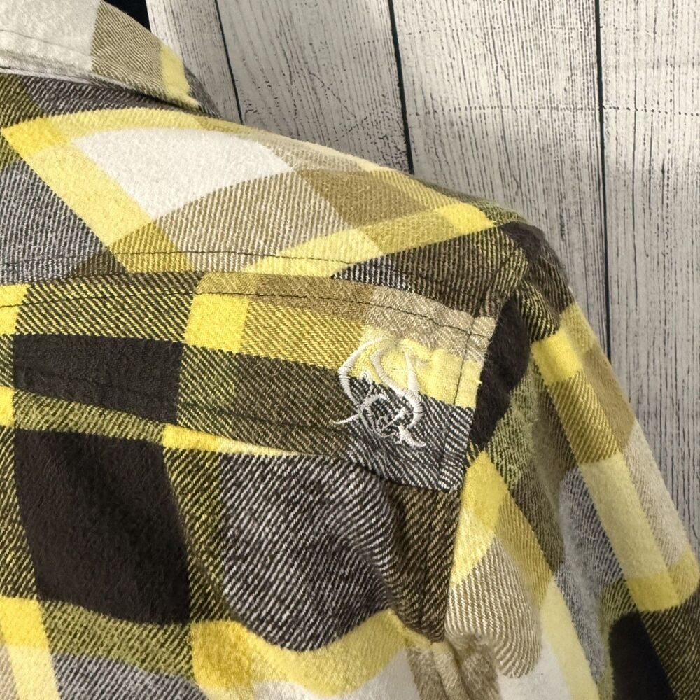 Quiksilver Men's Medium Yellow Check Button-Front Flannel Shirt Jacket Shacket - Picture 4 of 7